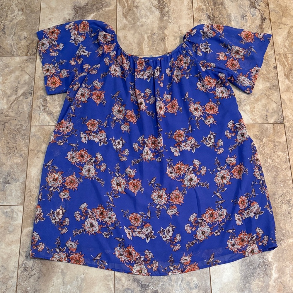 Plus Size Bluish-Purple Floral Dress